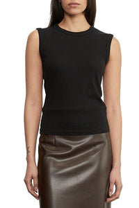 Cashmere New Classic Sleeveless Crew in Black