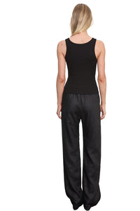 Military Rib Slim Tank in Black