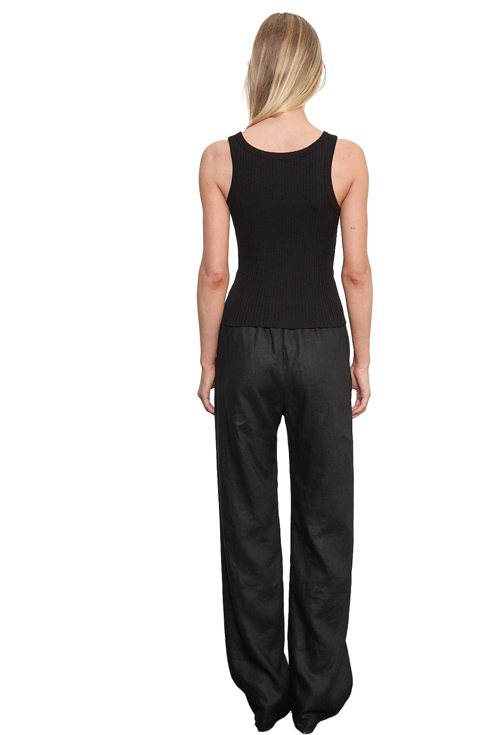Military Rib Slim Tank in Black