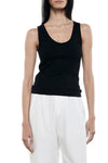 Supima Rib Scoop Tank in Black