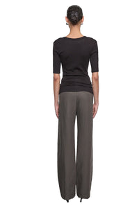 Textured Rib Half Sleeve U in Black