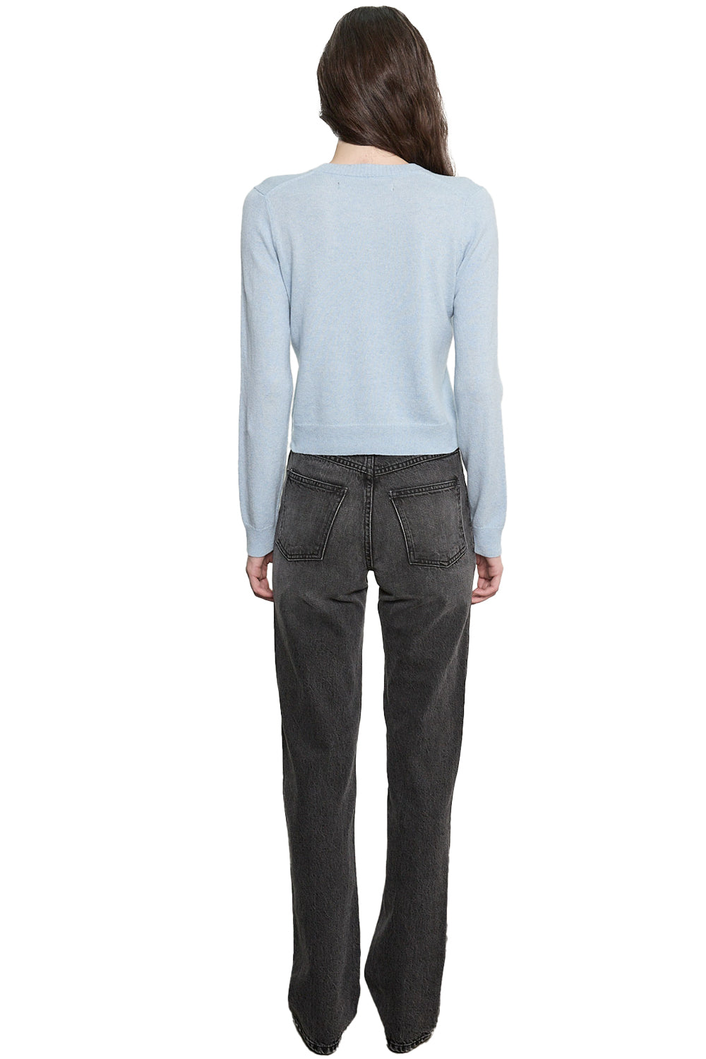 Cashmere Shrunken Cardigan in Pale Blue