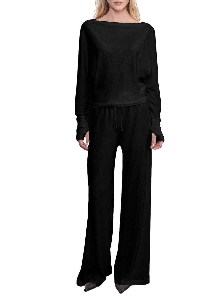Cashmere Dolman Top in Black