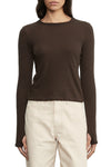 Cashmere New Classic Long Sleeve Crew in Dark Brown