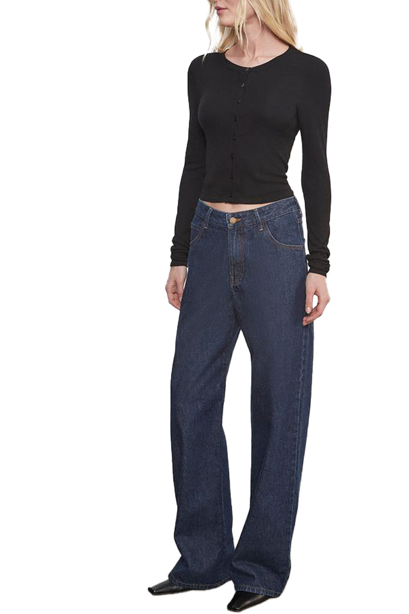 Silk Rib Essential Cardi in Black