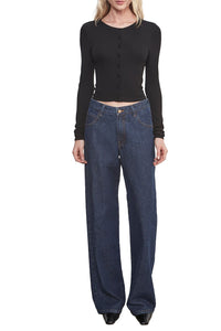 Silk Rib Essential Cardi in Black