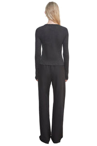 Cashmere Classic Long Sleeve Crew in Charcoal