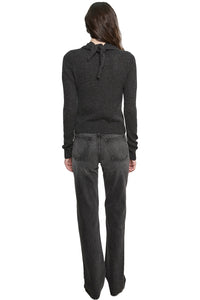 Cashmere Shrunken Crew in Charcoal