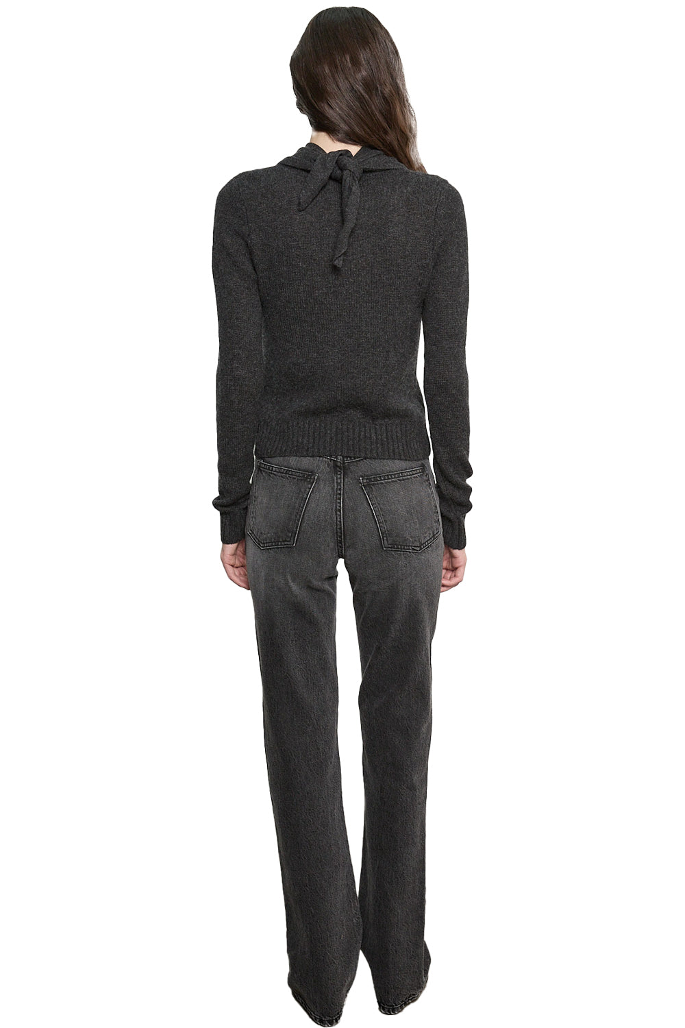 Cashmere Shrunken Crew in Charcoal