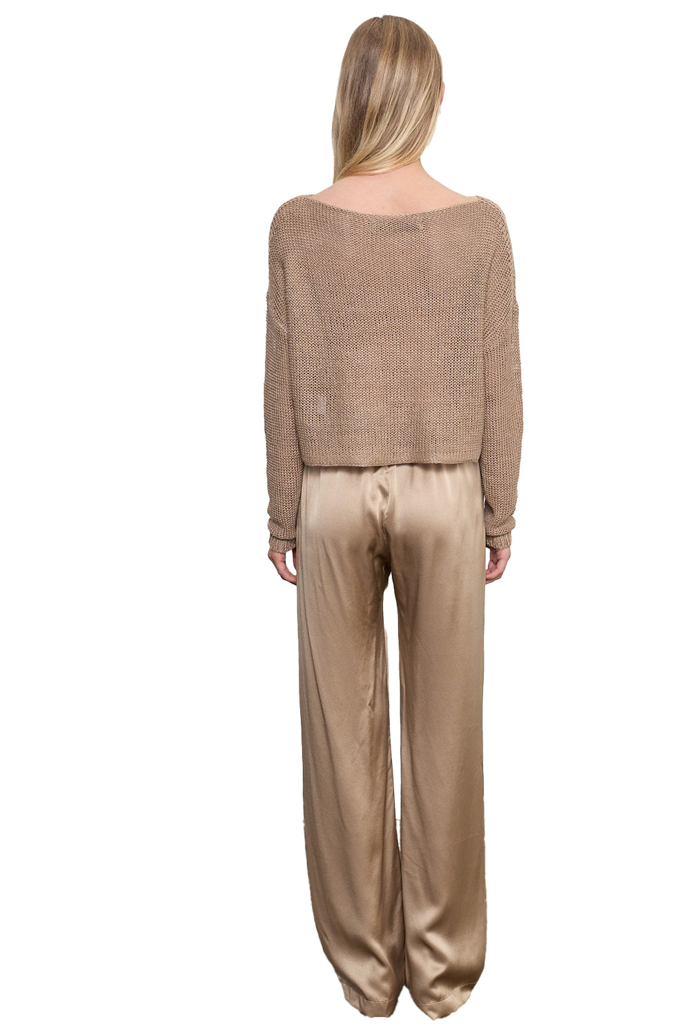 Silk Satin Everywhere Pant in Beige