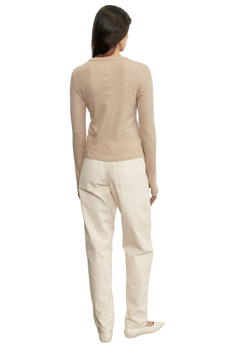 Cashmere New Classic Long Sleeve Crew in Khaki