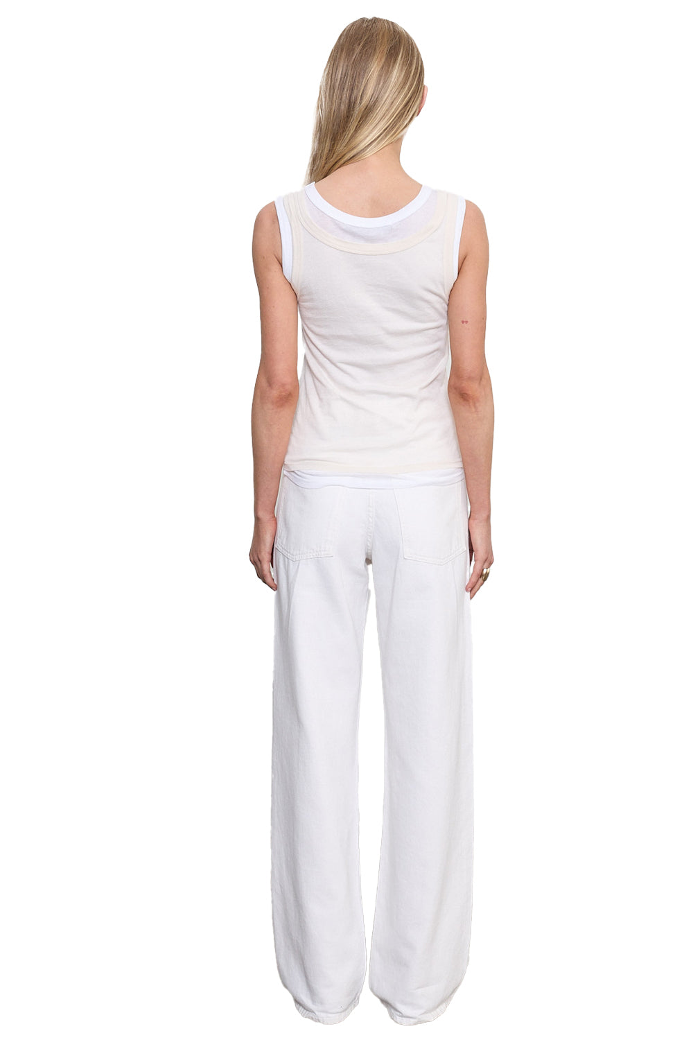 Tissue Jersey Layered Tanks in Cream White