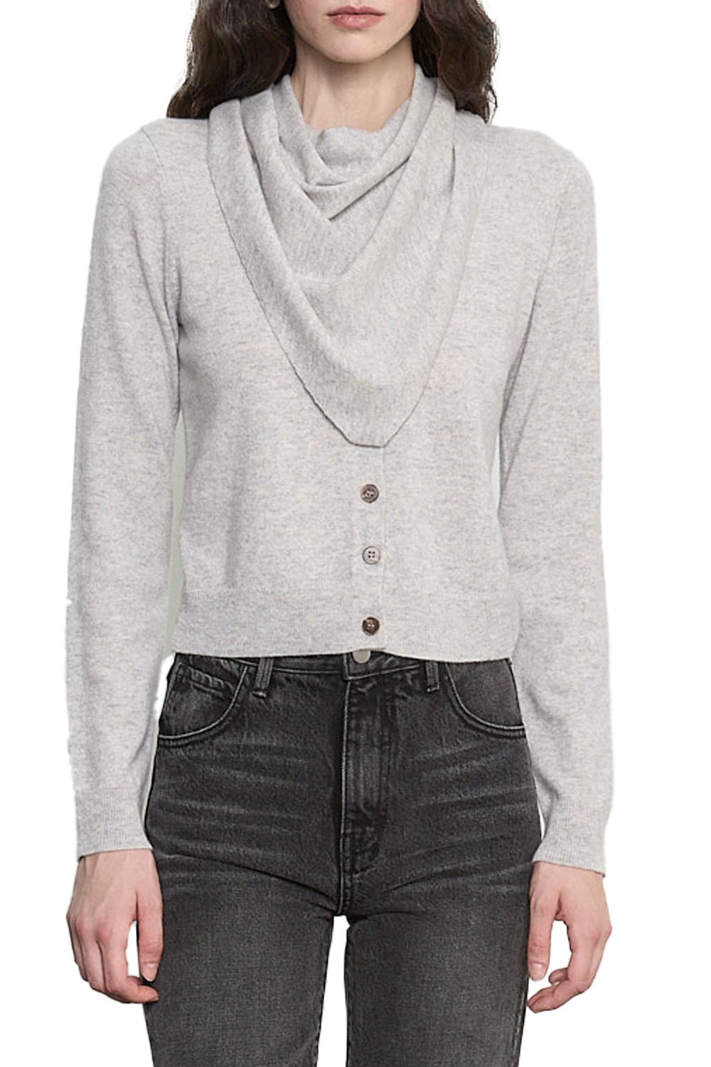 Cashmere Bandana in Light Heather Grey