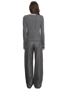 Cashmere Jersey New Classic Crew in Mini Stripe Smoke Black