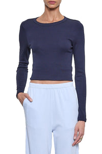 Supima New Classic Long Sleeve Tee in Dark Navy