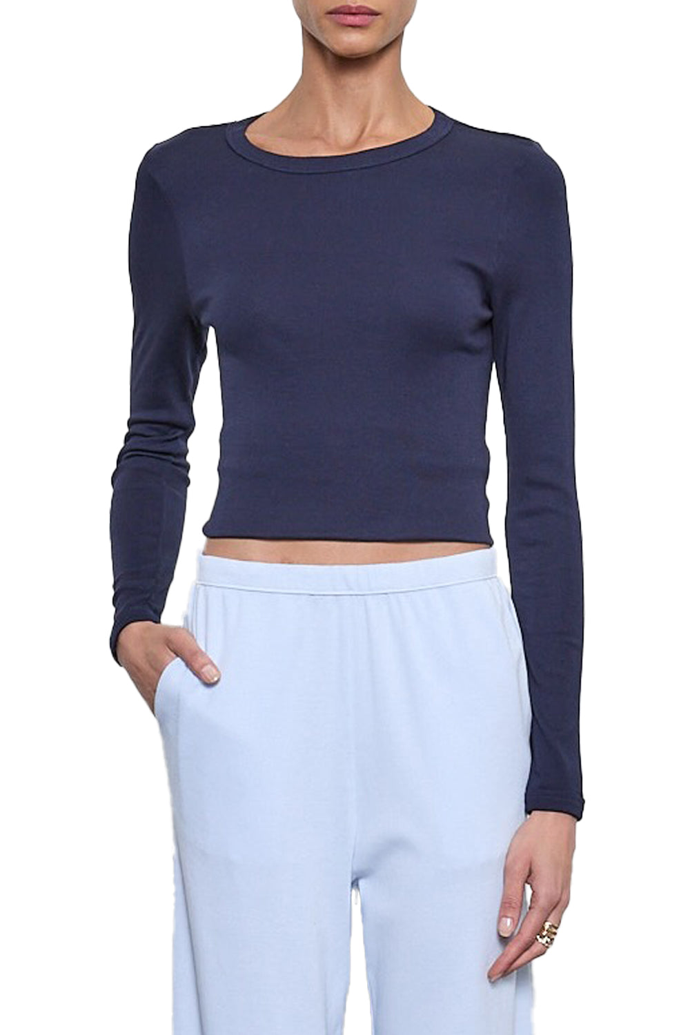 Supima New Classic Long Sleeve Tee in Dark Navy