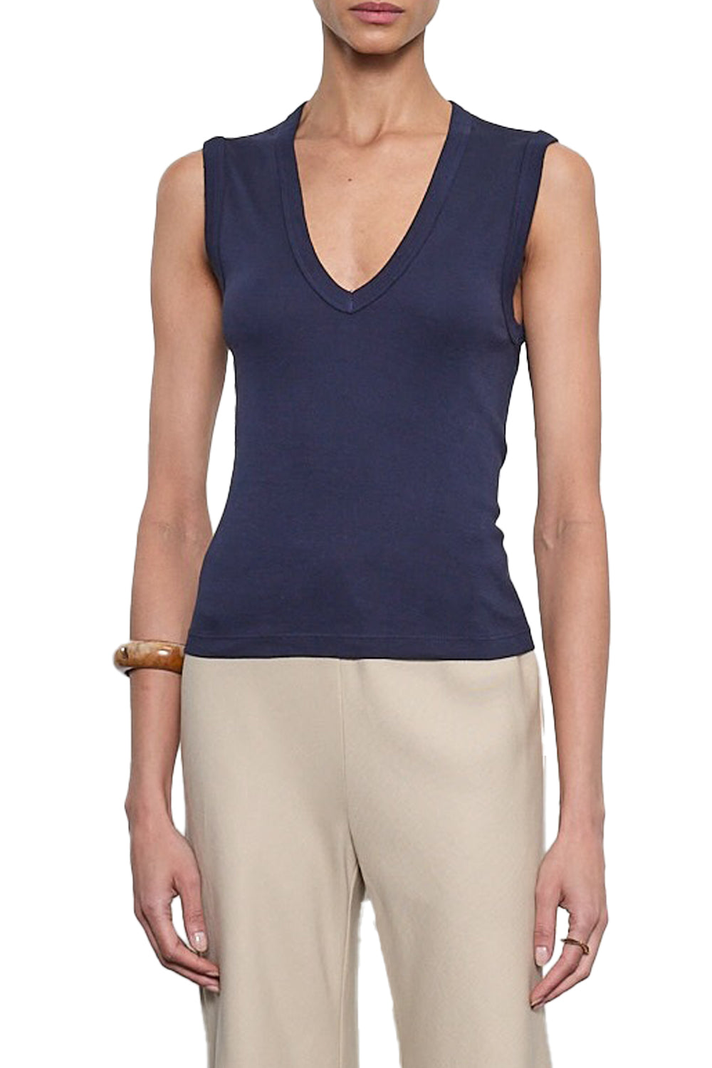 Supima Cotton New Classic Sleeveless V in Dark Navy