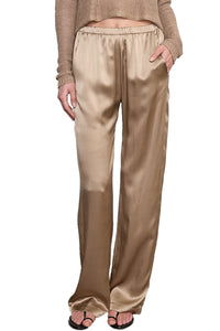 Silk Satin Everywhere Pant in Beige
