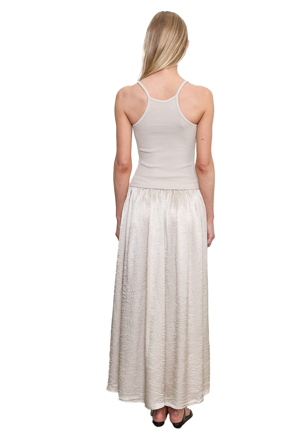 Textured Satin Celeste Skirt in Champagne