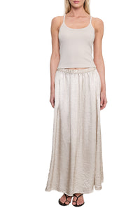 Textured Satin Celeste Skirt in Champagne
