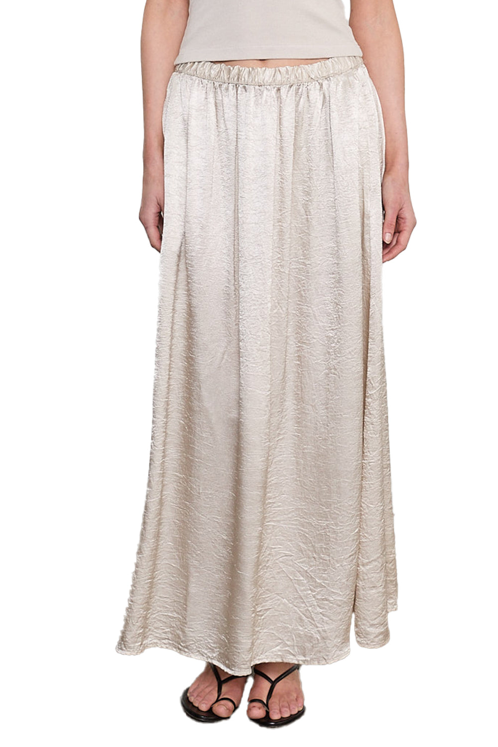 Textured Satin Celeste Skirt in Champagne