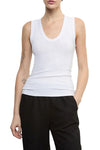 Textured Knit Sleeveless U in White