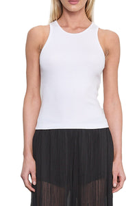 Cotton Rib Boy Tank in White