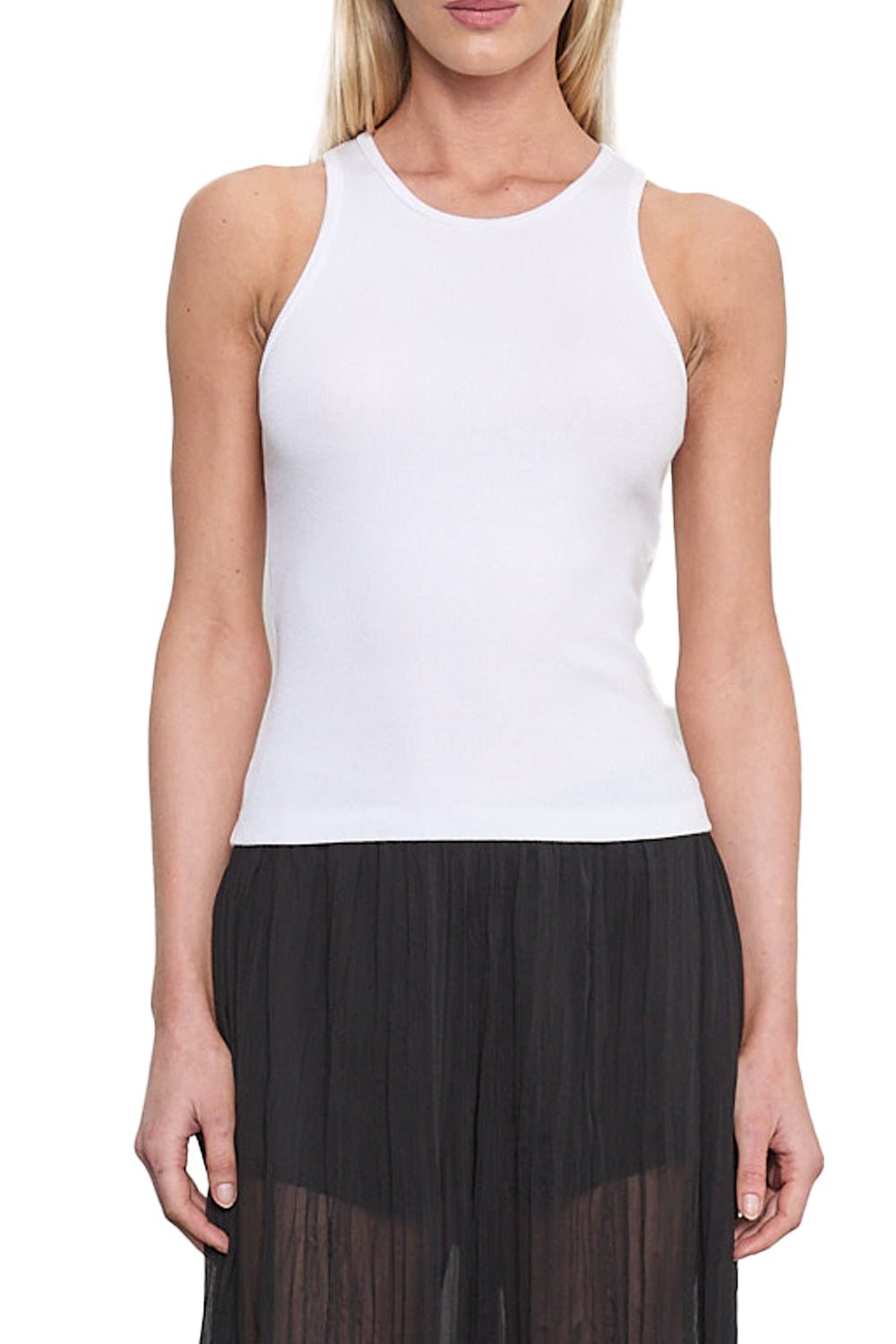 Cotton Rib Boy Tank in White