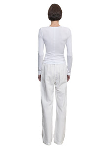 Fluid Silk Rib Essential Crew in White
