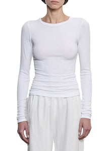 Fluid Silk Rib Essential Crew in White