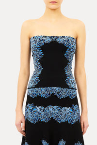 Madelie Strapless Knit Jacquard Top in Ocean