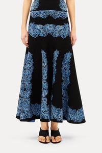 Alessia Knit Jacquard Skirt in Ocean
