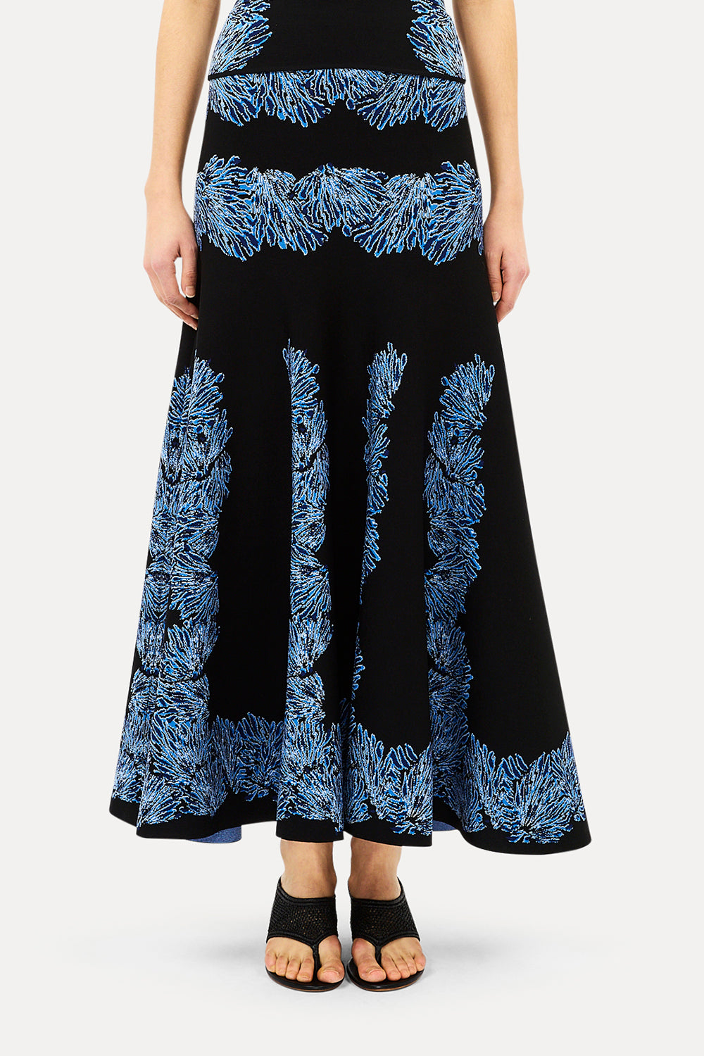 Alessia Knit Jacquard Skirt in Ocean