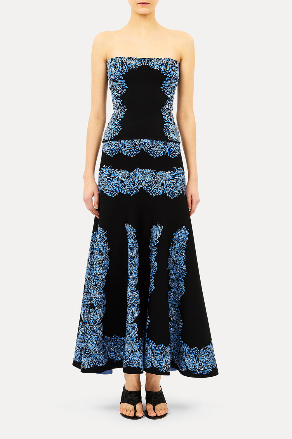 Alessia Knit Jacquard Skirt in Ocean