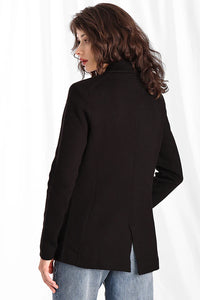 Cotton Blend Fitted Blazer in Black