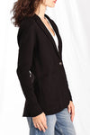 Cotton Blend Fitted Blazer in Black