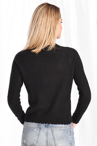 Cash 7gg Frayed Edge Cropped Crew in Black