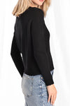 Cash 7gg Frayed Edge Cropped Crew in Black