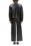 Brady Crop Faux Leather Shirt in Raven
