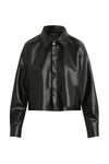 Brady Crop Faux Leather Shirt in Raven