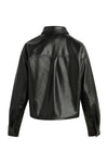 Brady Crop Faux Leather Shirt in Raven