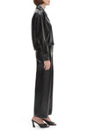 Brady Crop Faux Leather Shirt in Raven
