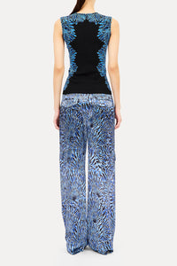 Aylin Sleeveless Knit Jacquard Top in Ocean