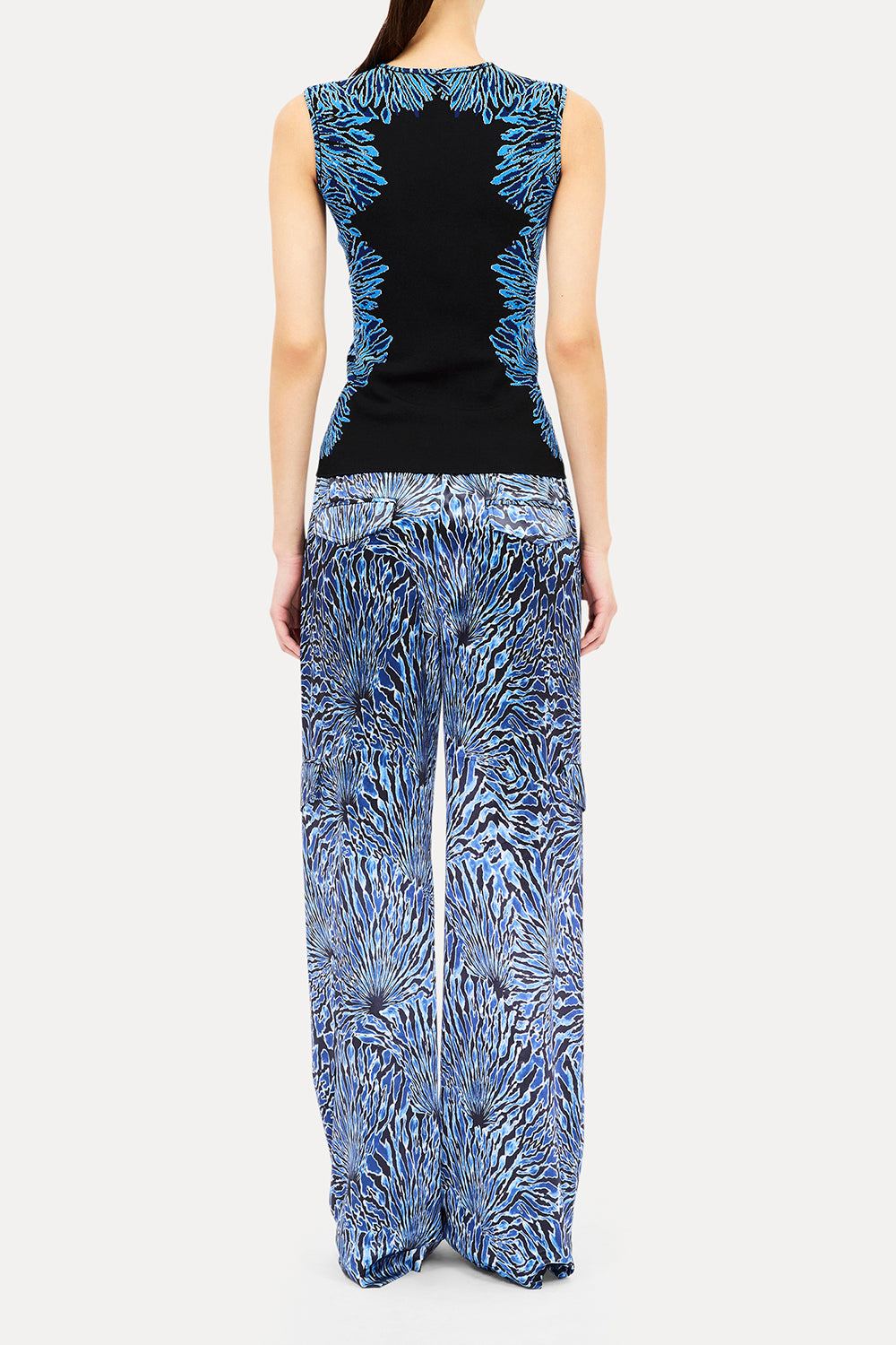 Aylin Sleeveless Knit Jacquard Top in Ocean