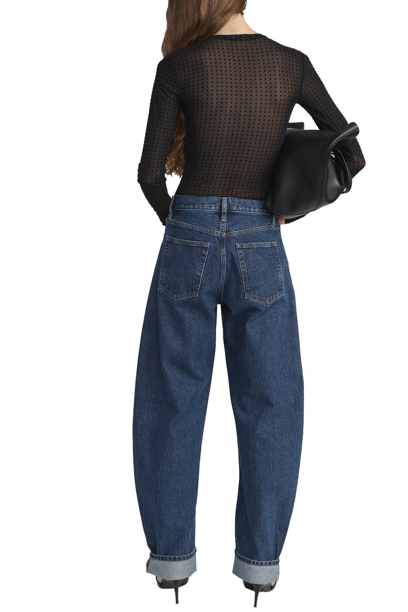 The Mesh Polka Dot Top in Black