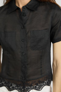 The Embroidered Seaside Shirt in Black