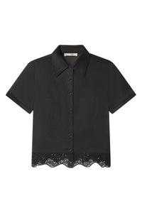 The Embroidered Seaside Shirt in Black