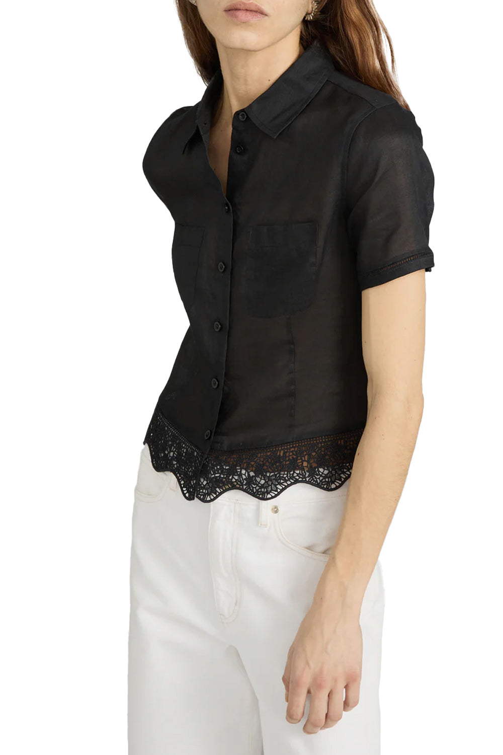 The Embroidered Seaside Shirt in Black