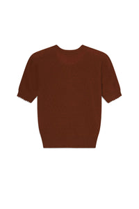 The Cashmere Pointelle Cardi in Chestnut