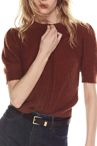 The Cashmere Pointelle Cardi in Chestnut